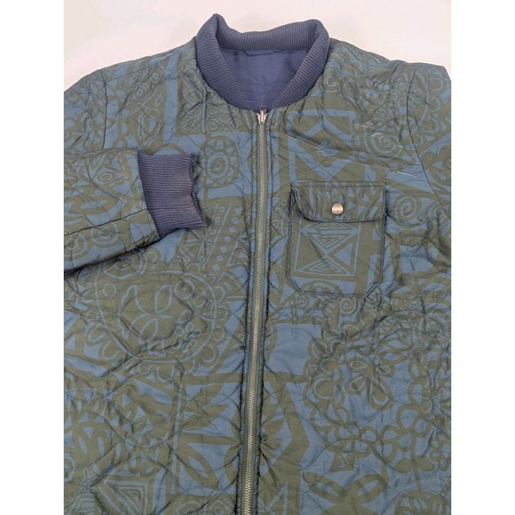 Outerknown Bomber Puffer Jacket Mens Medium Reversible Tribal Green Evolution - Picture 3 of 11